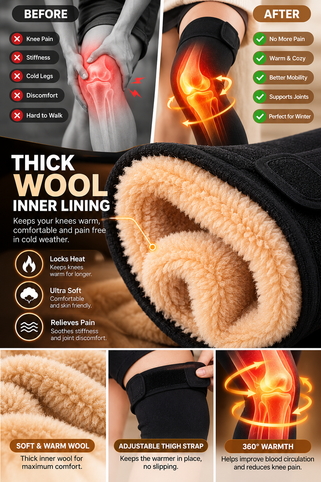 2x Kneee Warmers HIgh Quality Compression Knee Warmers