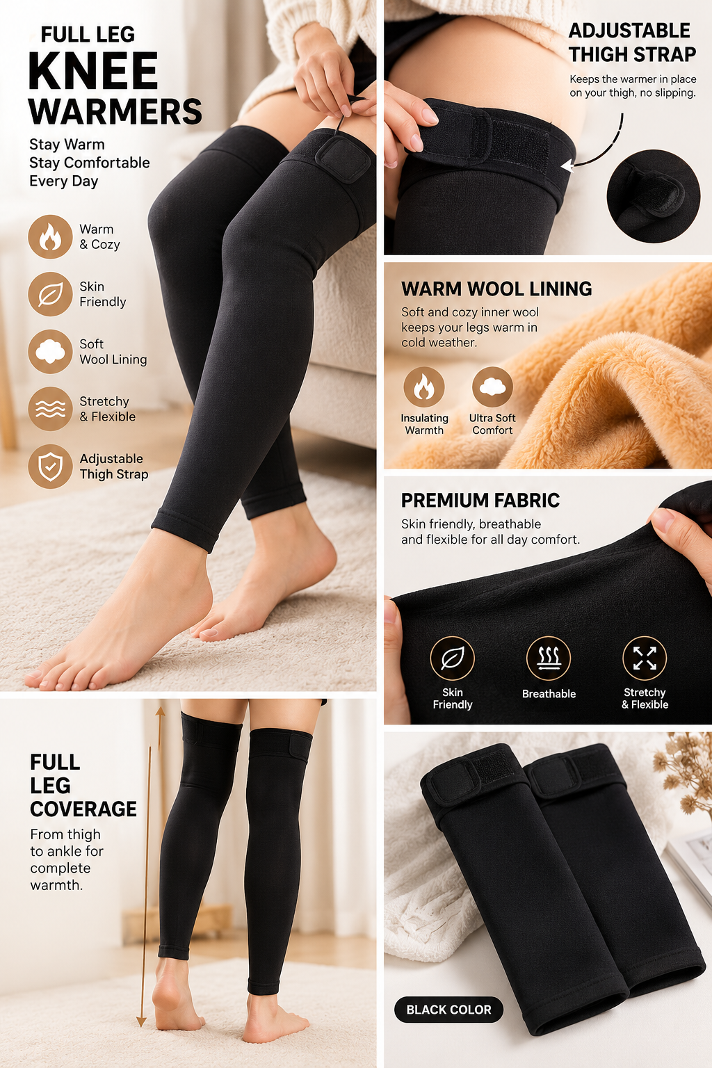 2x Kneee Warmers HIgh Quality Compression Knee Warmers