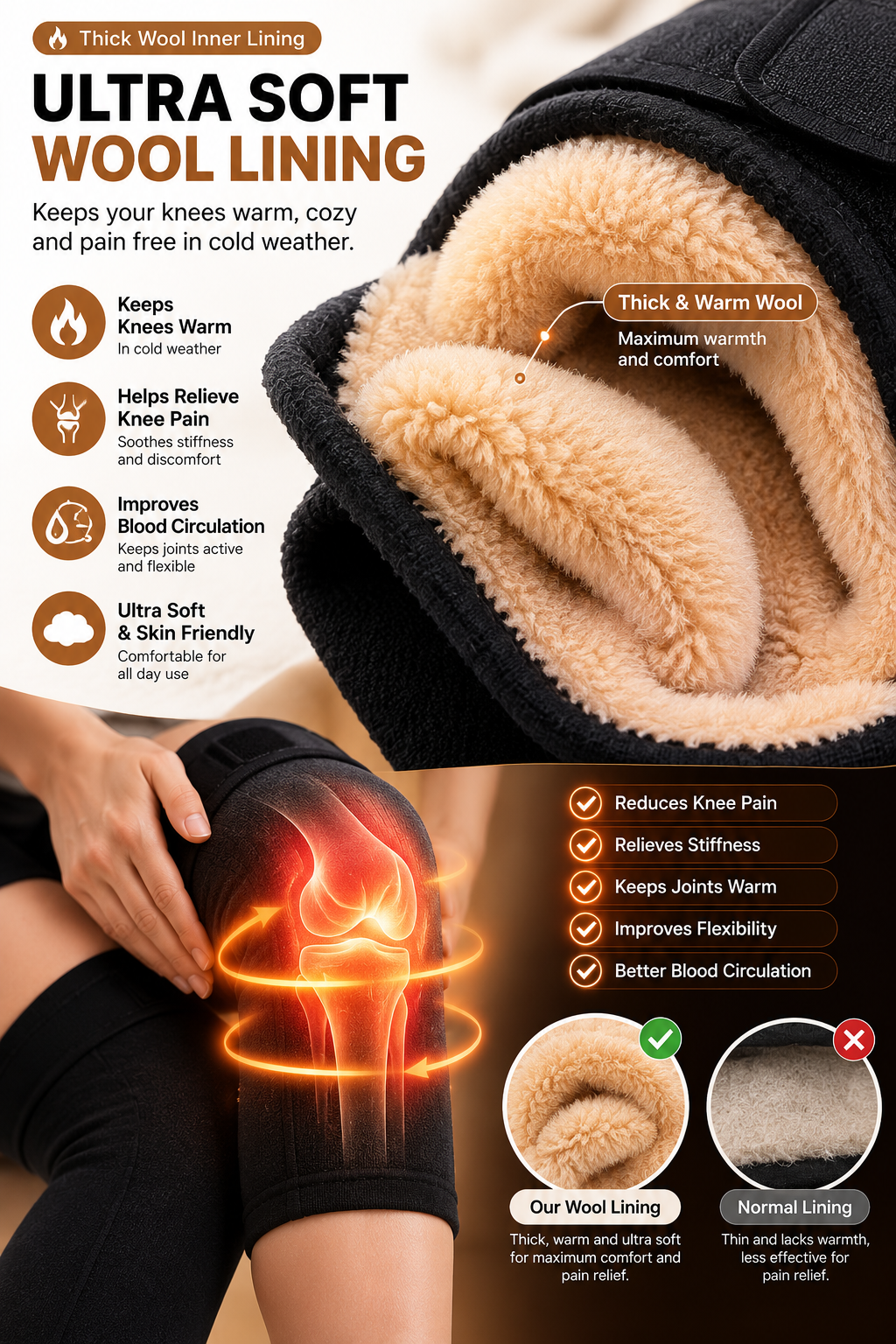 2x Kneee Warmers HIgh Quality Compression Knee Warmers